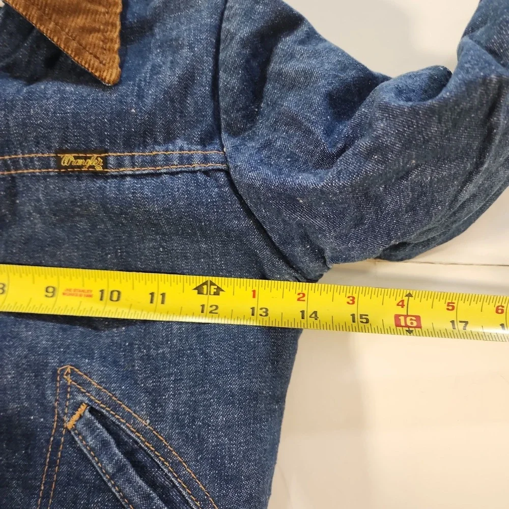 Vtg 1970s Wrangler Youth Western Sherpa Lined Denim Wranger Jacket Kids Med 5-6